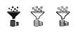 © drawing lines - Conversion Funnel and Lead Generation Icon Set with Money Output, Sales and Marketing Strategy Concept.