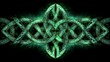 © Camalia MN - stylized Celtic pattern glowing in green light, mystical Irish motif