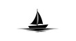 © Sultan - Silhouette of a sailboat on calm water with reflections, minimalist black and white design