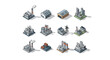 © Coklat - Isometric Industrial Buildings Collection Various Factory Types.
