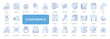 © Auric - Conference Icon set Collection in Line Two Color Style. seminar, workshop, presentation, audience, registration