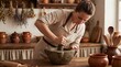 © Tatyana - Woman grinding spices with mortar and pestle in traditional kitchen