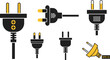 © MstFarida - Electric Power Plug Icons Collection Electrical Cable Connector Vector Illustration Set Isolated