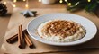 © Rizal - Warm Rice Porridge Served with Melting Butter, Cinnamon Sticks, and Festive Holiday Lighting