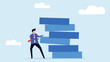 © Genesistor Studio - Businessman pulling block from falling wood pile illustration