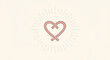 © Zohaib - Intertwined heart and ribbon symbol on beige background with sunburst effect representing love and awareness