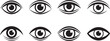 © AYESHA - A set of vector line art silhouettes of various eyes in different expressions and angles.