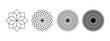 © vikusha_art - Set of simple linear flower icons isolated on white background. Floral spirograph shapes. Lotus or chrysanthemum petals top view. Simple mandala elements. Vector graphic illustration.