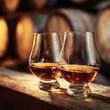 © Andrii - Glasses of brandy on a rustic wooden table