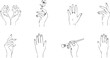 © Creative  Stock - Elegant Female Hand Gestures Set: Fine Line Art Aesthetic Beauty Icons