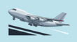 © Lipy - Large gray airplane flying through light blue sky with contrails, Generative AI.