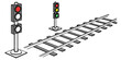 © Mamun - Railway tracks with traffic lights on for transportation and infrastructure concepts