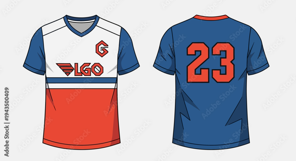 Back View Logo Front and back view of a custom sports jersey design with logos and ...