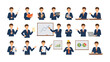 © Atiya - Business Professionals in Various Poses: A set of male business professionals demonstrating various actions and poses, perfect for illustrating diverse business scenarios.