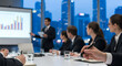 © FAWPrints - Modern business meeting with presentation and data charts in a high-rise office