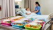 © CrazyJuke - Nourishment in Care: A vibrant tray of freshly prepared meals awaits, poised to provide comfort and sustenance to a patient under the attentive care of a healthcare professional in a clean.