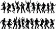 © English boys - Set of dancing people silhouettes, happy men and women in various poses having fun at party, celebration, and corporate event