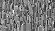 © John - High density urban landscape featuring a monochrome illustration of numerous skyscrapers packed together in a bustling city.