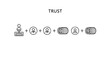 © Adi - Trust building blocks concept illustration with people and coins.