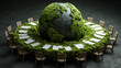 © Atchariya63 - Sustainable world green planet environmental meeting global cooperation eco conference moss earth round table climate discussion international