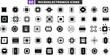 © Rahib - Microelectronics and microchip solid vector icon set. CPU, processor and circuit board symbols.