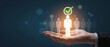 © Volha - Hand holding glowing person with checkmark, representing selection, recruitment, and talent acquisition