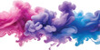 © SFahad - Vibrant pink and blue acrylic paint spreading and mixing in water, creating a stunning and colorful ink cloud that swirls in a captivating abstract motion isolated on a clean white background