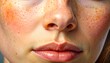 © po - A close-up of a woman's face with freckles