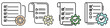 © adeeva Putri Azahra - Four icons of documents with gear and checkmark symbols are shown