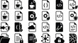 © Clean Line Studio - A collection of digital icons representing various concepts like coffee coding security cloud technology and data analytics