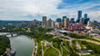 © Westend61 - Aerial view of Edmonton skyline and North Saskatchewan River in summer