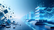 © Zucide - Dynamic abstract visualization of Digital Transformation Business abstract depicting the evolution from fragmented data systems to advanced architectural networks in futuristic conceptual environment