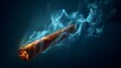 © Maryna - Cigar emits glowing smoke against deep blue backdrop