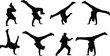 © ripon29 - Silhouettes of Breakdancers Performing Various Acrobatics on White Background b-boy dancing