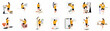 © Telu - Set of flat vector illustrations showing a young woman managing her schedule, studying, and organizing her time with calendars and digital devices.