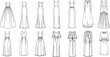 © Pixel Verses - collection of various stylish womens dresses and coats in a sketch style