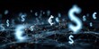 © huynh - Global currency exchange and financial network concept with floating glowing dollar and euro symbols over a digital data landscape representing international banking and fintech markets