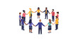 © Subrim - Isometric Illustration of Diverse People Holding Hands in Circle - Global Unity & Teamwork Concept