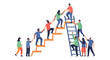 © Brian - Collaborative Teamwork: Diverse Group Helping Each Other Climb Towards Success, Symbolizing Support, Progress, and Unity