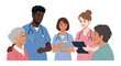 © Selong - Diverse Healthcare Team Consulting with Senior Patients - Compassionate Medical Support and Elderly Care
