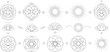 © MstBobita - Sacred Lotus Mandala Symbol Collection with Spiritual Geometry, Sun Rays, Mystic Meditation Icons, and Decorative Line Art Vector Set