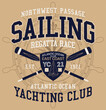© PrintingSociety - Atlantic Ocean sailing regatta vintage vector print for boy man marine wear t-shirt sweatshirt jacket