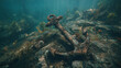 © Zanna - Old rusted anchor resting on seabed underwater marine scene symbolizing stability, history and forgotten maritime journeys
