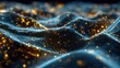 © Achmad - Abstract digital wave illuminated with glowing particles closeup view