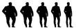 © high_resolution - Conceptual fat overweight obese man vs slim fit healthy body after weight loss or diet, white background banner. A  fitness, nutrition or obesity, health care shape illustration vector as silhouettes
