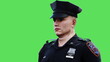 © 3D motion - Police man idle. Green screen isolate. 3d rendering.
