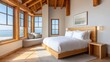 © buraratn - Bright and Modern Coastal Bedroom with Ocean View, Featuring Wooden Beams and Comfortable Bedding