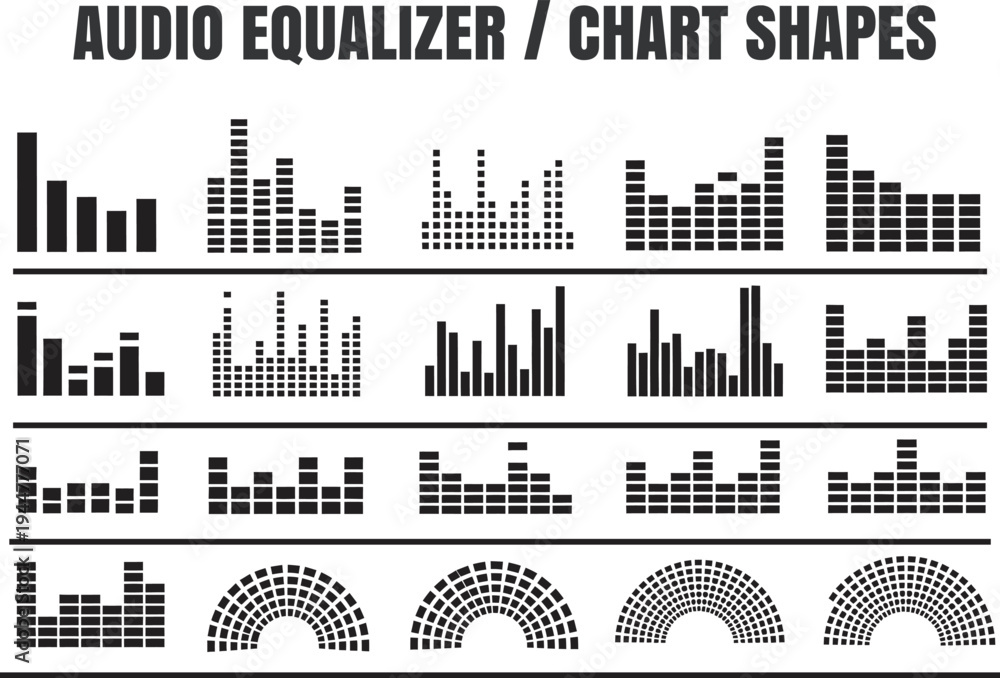 Audio equalizer , chart shapes icon vector file, Diverse Collection of ...