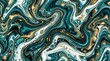© Sameer - Luxurious abstract texture featuring swirling dark teal, white, and shimmering gold liquid metallic paint flowing patterns