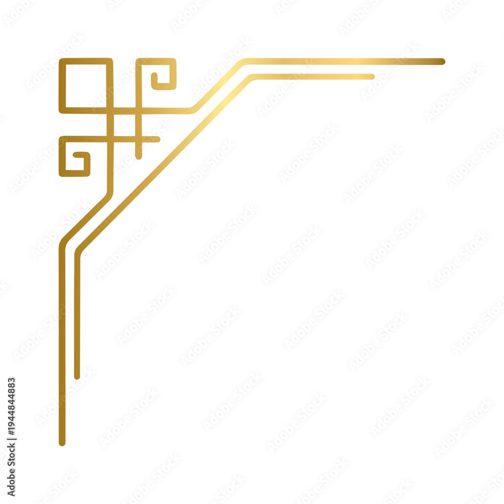 Gold geometric corner frame. Vintage decorative angle border and ...